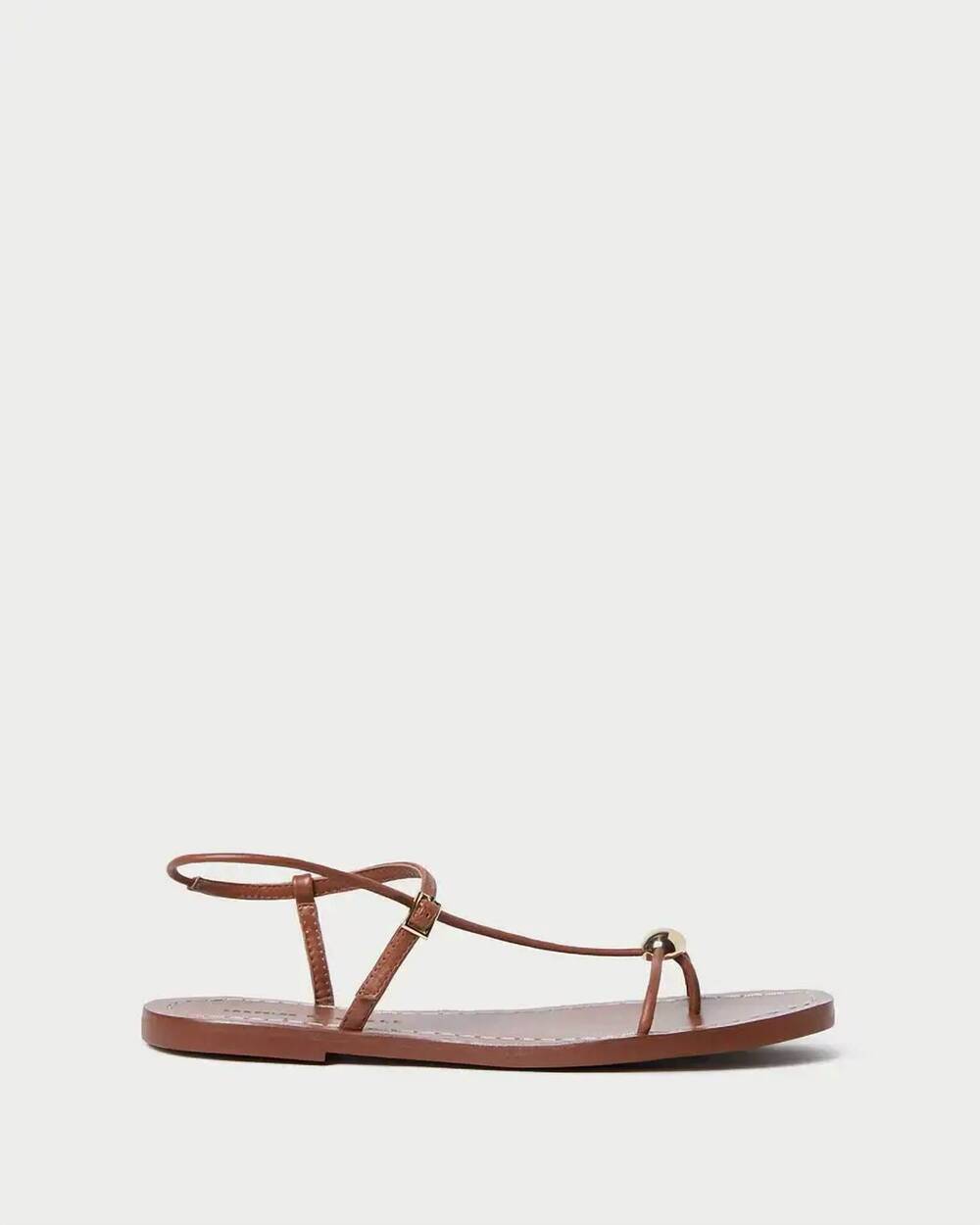 NEW LOEFFLER RANDALL women's lara strappy flat sandal with ball in timber